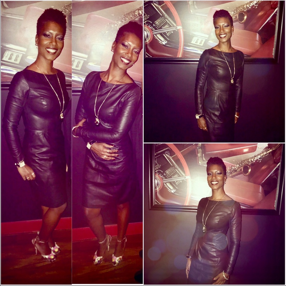 LaMarque Long Sleeve Black Leather Dress